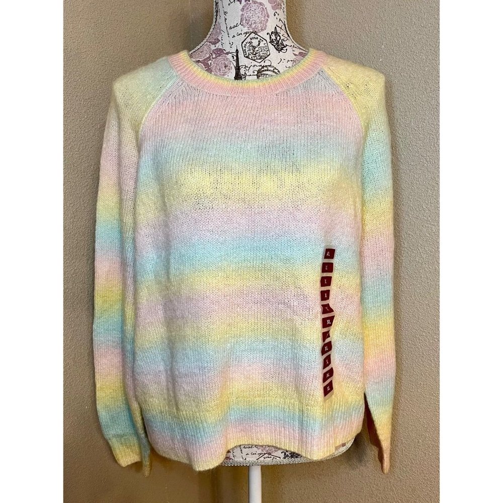 BB Dakota by Steve Madden Ombre Sweater Rainbow Crazy On You Women's XL Yellow